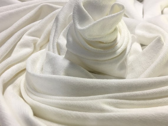 Off White Cotton Jersey Spandex Knit Fabric Stretchy Jersey Knit