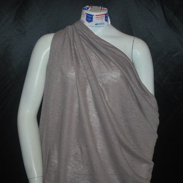 Tejido de punto de jersey 100% lino cortado a medida Tejido semitransparente de alta gama 60" de ancho Visón/Taupe