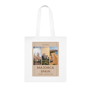 Bolsa de algodão vintage Maiorca Espanha, bolsa de praia, bolsa de viagem, bolsa de compras, presente ecológico, clima de verão