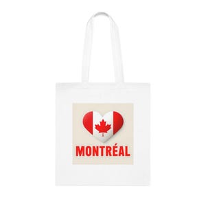 Montreal Love Cotton Tote Bag, Reusable Shopping Bag, Eco-Friendly Canvas Tote, Heart Canada Tote, Travel Souvenir, wanderlust bag