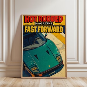Vintage Sports Car Magazine Cover Art Print (Digital Download)