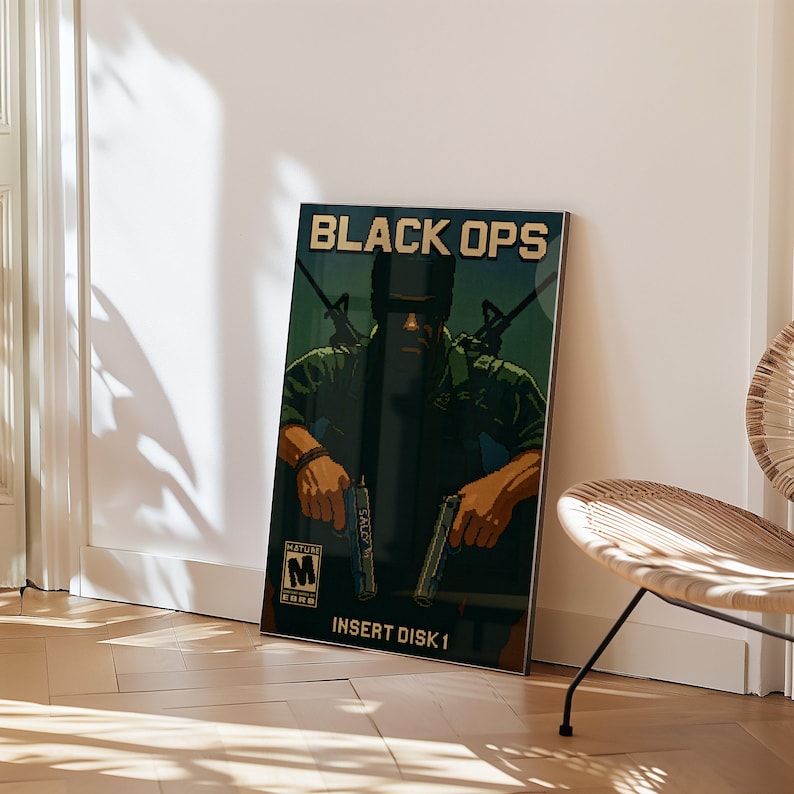 COD Black Ops Poster, Retro Pixel Art, Gamer Room Decor (digital ...