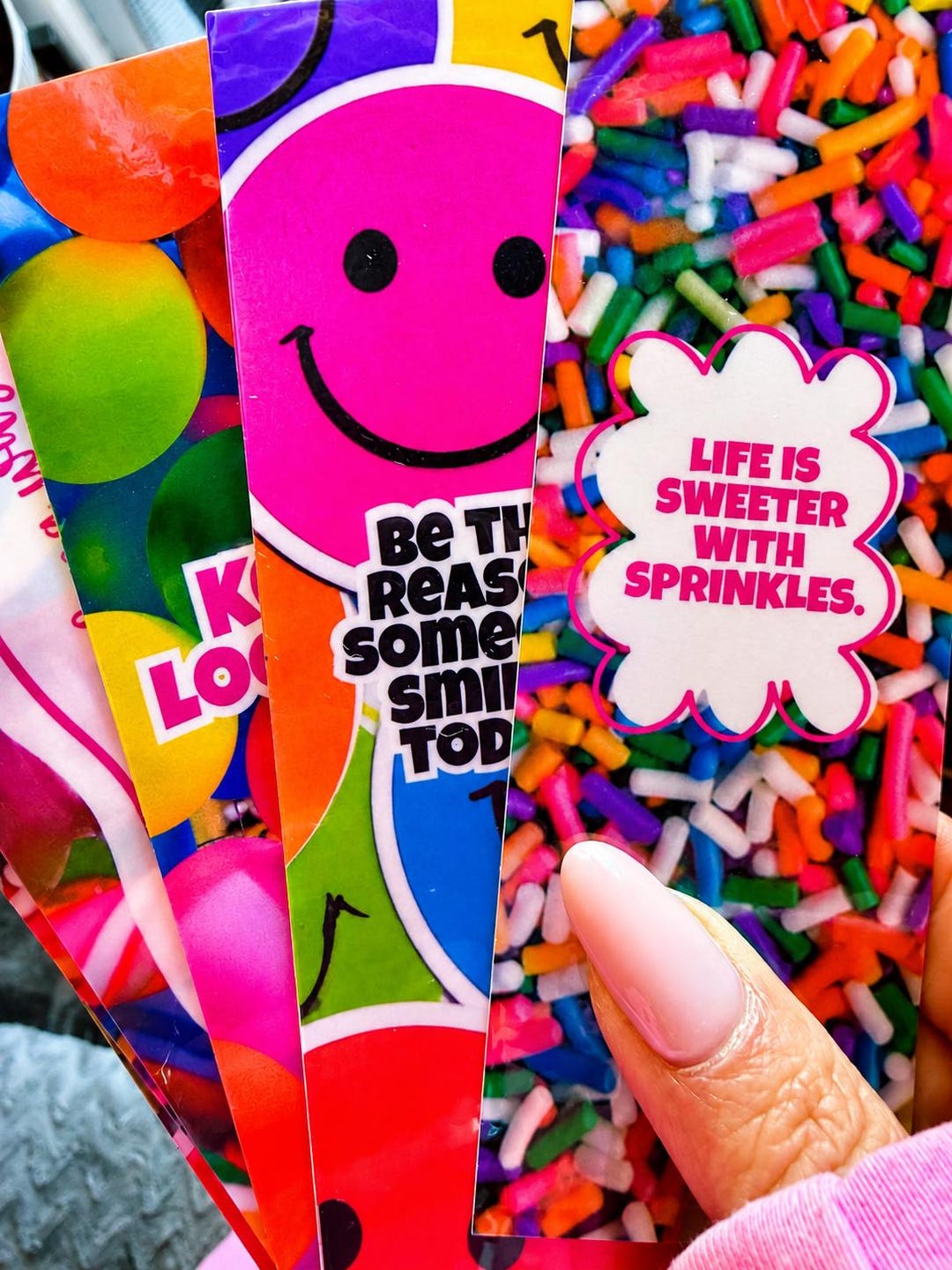 Springles Bookmark Colorful Inspirational Bookmark Set of 4 | Cute Smiley, Candy ...