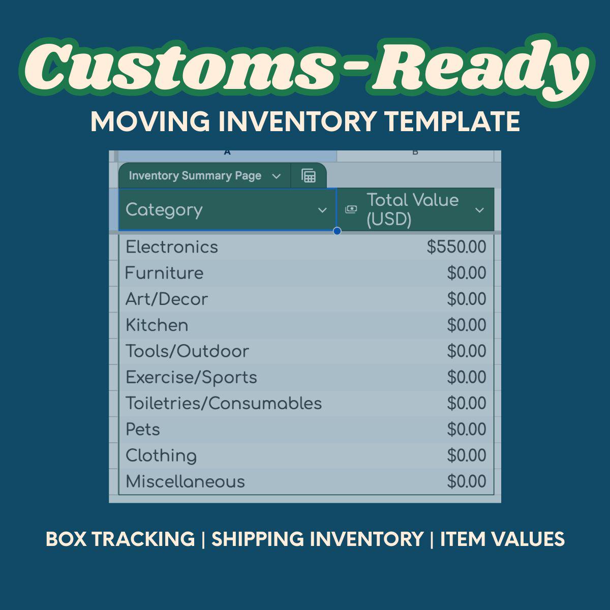 Customs-ready Moving Inventory Template [UPDATED 2026] - Etsy