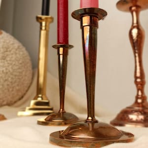 Vintage Swedish Brass Stiletto Candlesticks: Mid-Century Modern Altar Decor