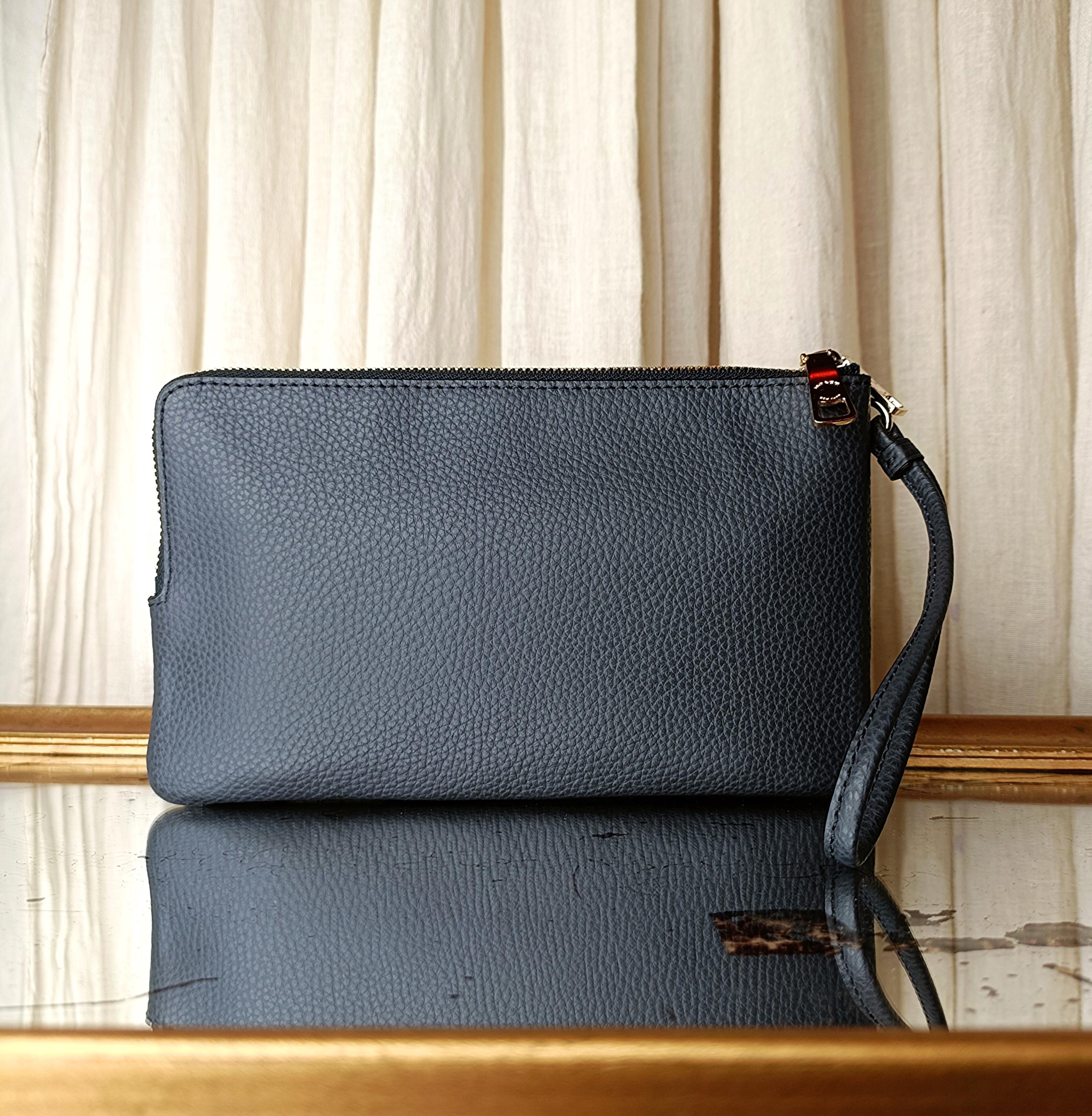 COACH Wristlet • F87587 Dusty Aubergine Pebbled Leather Double Zip