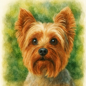 AKC Yorkshire Terrier | Yorkie Watercolor Portrait | Unique Water Color Gift for Family, Friends and Lovers of Dogs | Home Decor