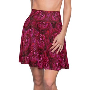 Red Flowers Rose Women&#39;s Skater Skirt