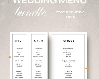 Editable Wedding Menu & Drink Menu Templates | Printable Canva Design