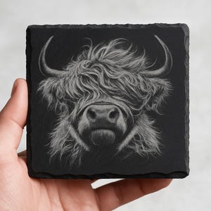 Custom Engraved Slate Coaster – Personalized Design – Rustic Natural Stone Drink Coaster Gift for Her
