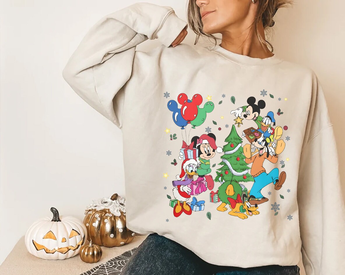 Discover Vintage Disney Christmas Sweatshirt, Mickey And Friends Christmas Sweatshirt