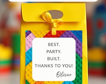Building Block Thank You Tag, Editable Party Favor, Construction Party Gift Tags, Kids Party Decor (Digital Download) LI