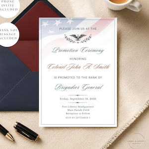 Military Promotion Ceremony Invitation With Elegant Navy Design, Perfect For Officer Announcements And Events (Digital Download) MIL