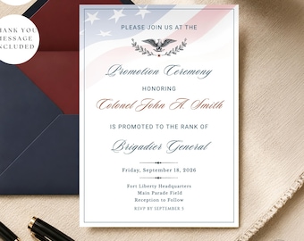 Military Promotion Ceremony Invitation With Elegant Navy Design, Perfect For Officer Announcements And Events (Digital Download) MIL