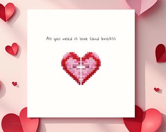 Valentine Cards For Kids Classroom, Romantic Bricks Card, Cute Love Greeting, Card Anniversary Digital Card for Him Her LV