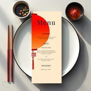 Modelo de cardápio Hibachi, cartão editável para jantar japonês, download instantâneo, cardápio personalizável, flor de cerejeira, lembrancinha de festa Sakura HP2