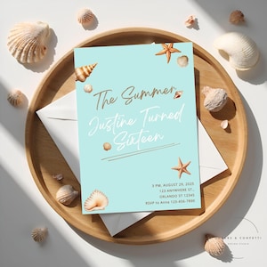 The Summer I Turned Pretty Birthday Invitation | The Summer I Turned Pretty Editable Birthday | Coastal Birthday Invite | Editable Invite