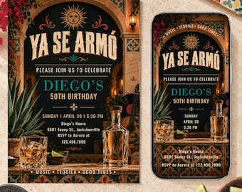 Ya Se Armó Birthday Invitation, Mexican Fiesta Birthday Invitation for Men, Editable Template,  Adult Party for Him (Digital Download)