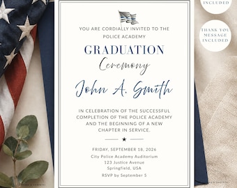 Police Academy Graduation Party Invitation, Editable Template For Law Enforcement Grad  (Digital Download) POL2