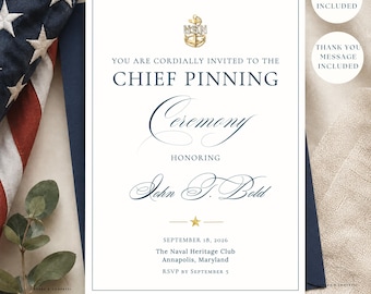 Chief Pinning Invitation, Cpo Promotion Invite For Navy Chief Promotion, USN Evite (Digital Download) MIL