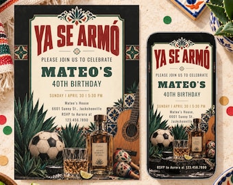 Ya Se Armó Birthday Invitation, Mexican Fiesta Birthday Invitation for Men, Editable Template,  Adult Party for Him (Digital Download)