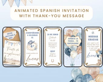 Spanish Cowboy First Rodeo Invitation, Any Age Birthday Invite, Canva Editable Invitación de primer cumpleaños (Digital Download)
