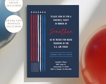 Air Force Basic Training Invitation, Military Invite For Going Away Party, Patriotic Farewell Evite (Digital Download) MIL