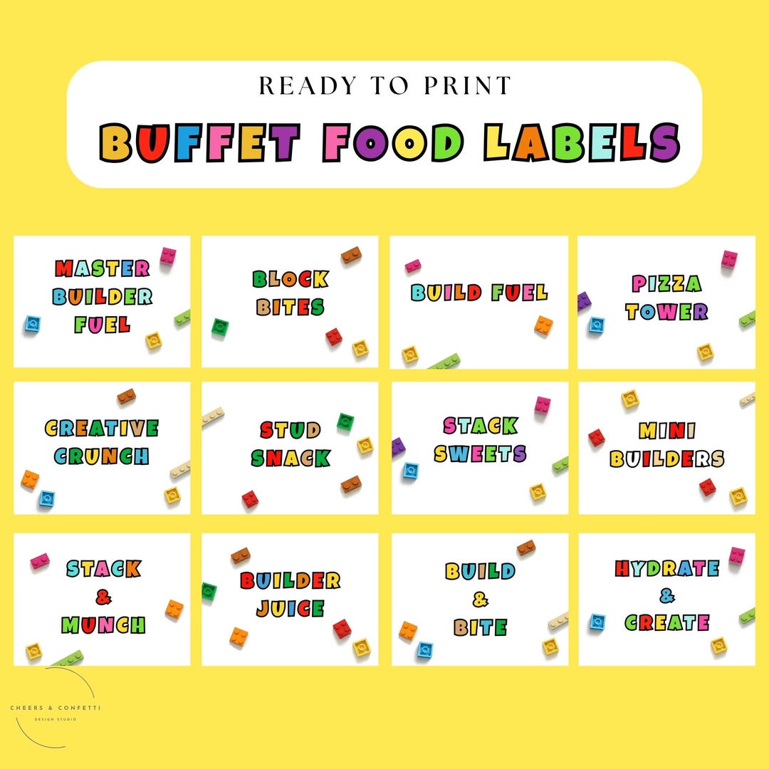 Building Blocks Food Labels - DIY Birthday Party Decor (printable ...