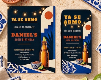Ya Se Armó Birthday Invitation, Mexican Fiesta Birthday Invitation for Men, Editable Template,  Adult Party for Him (Digital Download)