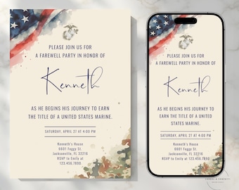 Marine Corps Farewell Party Invitation, Military Going Away Evite, Training Invite (Digital Download) MIL