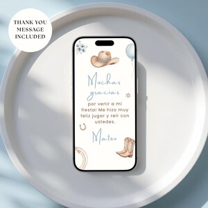 My first rodeo birthday phone invitation designed for a western cowboy theme, perfect for a 1st rodeo celebration party invite and rustic country-style birthday invite