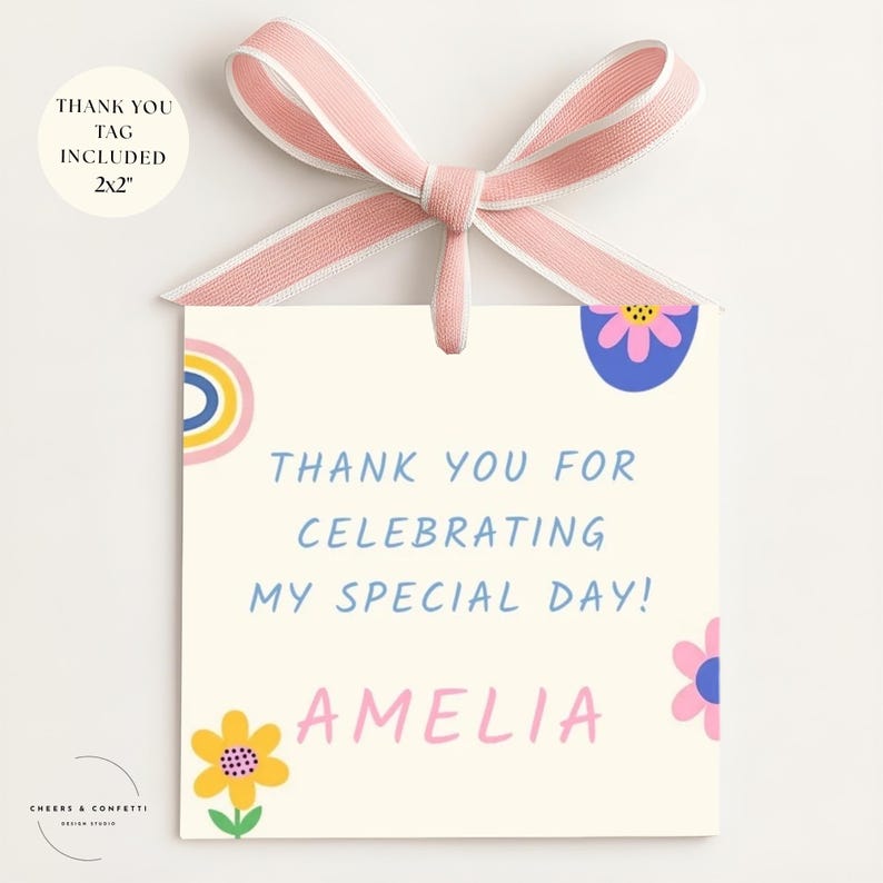 It’s Fun To Be One Invitation designed as a colorful invitation with baby photo invite layout, editable 1st birthday invite with photo, phone invite included, thank you tag included, and fun rainbow party details for girls.