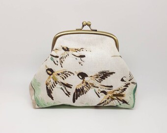 Clutch bag purse/Occasion bag/Kisslock coin purse/Kisslock purse/Vintage style bag/Clip frame bag/Christmas gift/Gift for women/Double purse