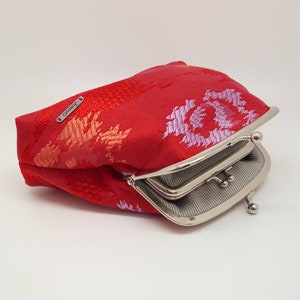 Rotes Kußschloss Geldbörse Portemonnaie Clutch Grau Streifen Geschenk für Frauen Silber Metall Rahmen Tasche Joanyg Lila Blume Orange