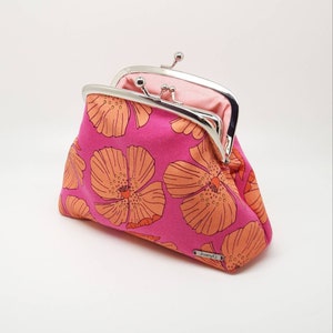 Rosa Melocotón Kiss Lock Moneda Cierre Cartera Cartera Clutch Regalo para Mujeres Beige Plata Metal Marco Joanyg Bolsa Flor Bolsa Pequeña Naranja