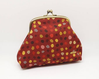 Kisslock Clutch/Coin Purse/Ladies Wallet/Polka dot/Gold frame/Gifts/Joanyg/Metal Frame Clasp/Small Bag/Kisslock purse/Handmade bag/Handbag/