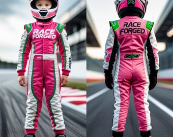 Tuta da kart per bambini: livello CIK/FIA 2, personalizzabile con loghi.
