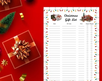 Christmas Gift List Tracker | Printable & Editable Canva Template