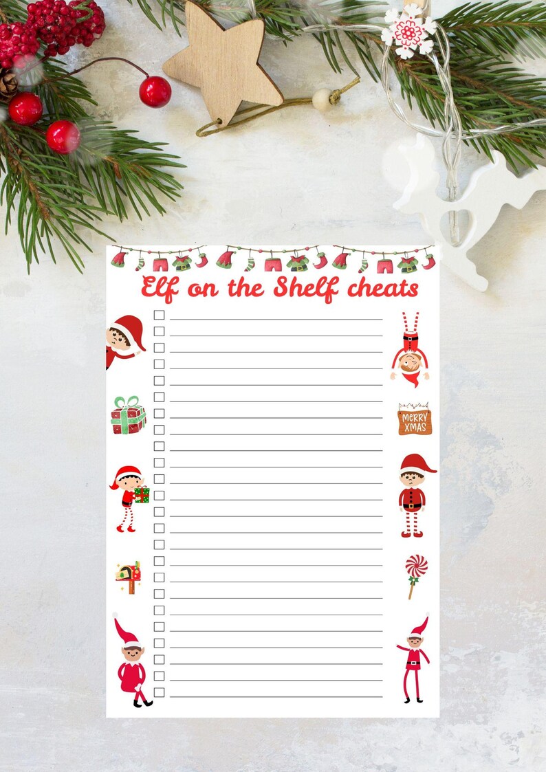 Elf on the Shelf Cheats List – Printable & Canva Editable Template - Etsy