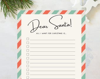 Christmas Wish List Template | Kids' Santa Letter (Canva Editable)
