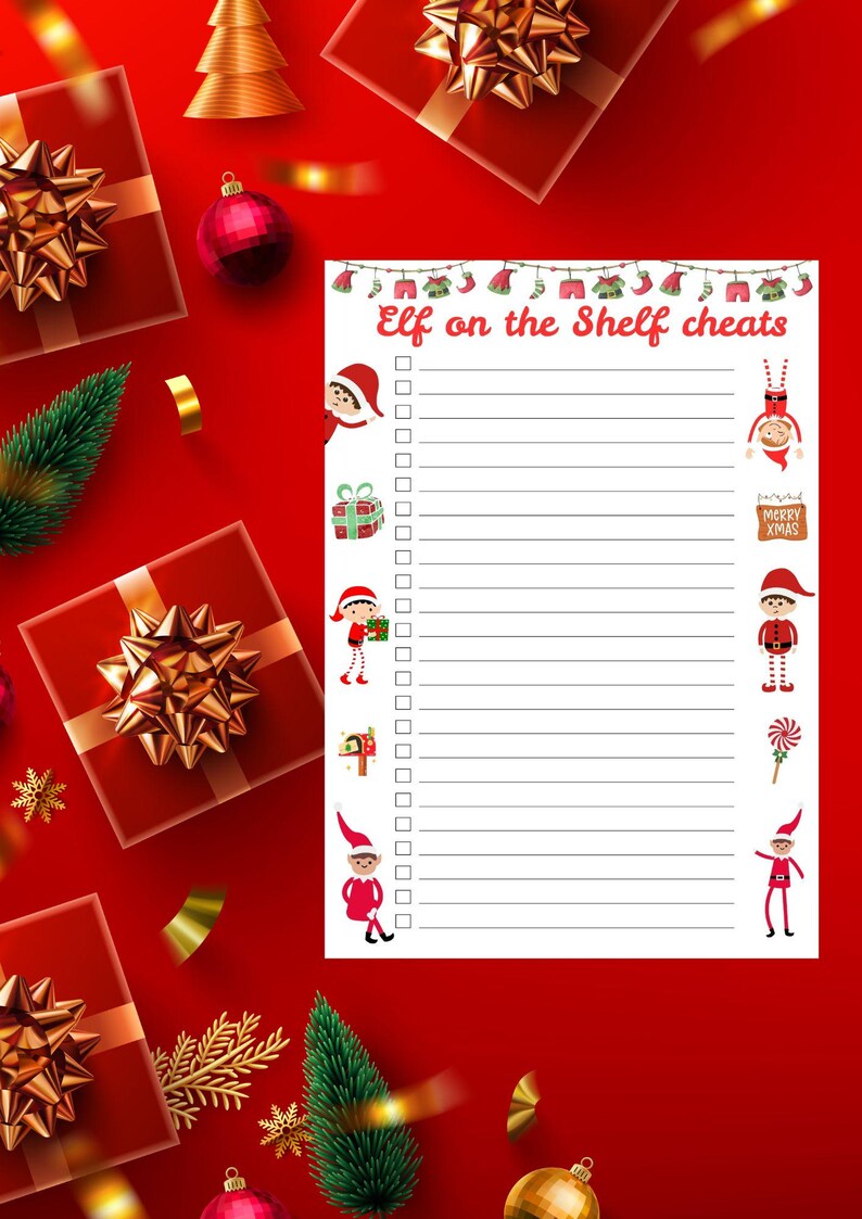 Elf on the Shelf Cheats List – Printable & Canva Editable Template - Etsy