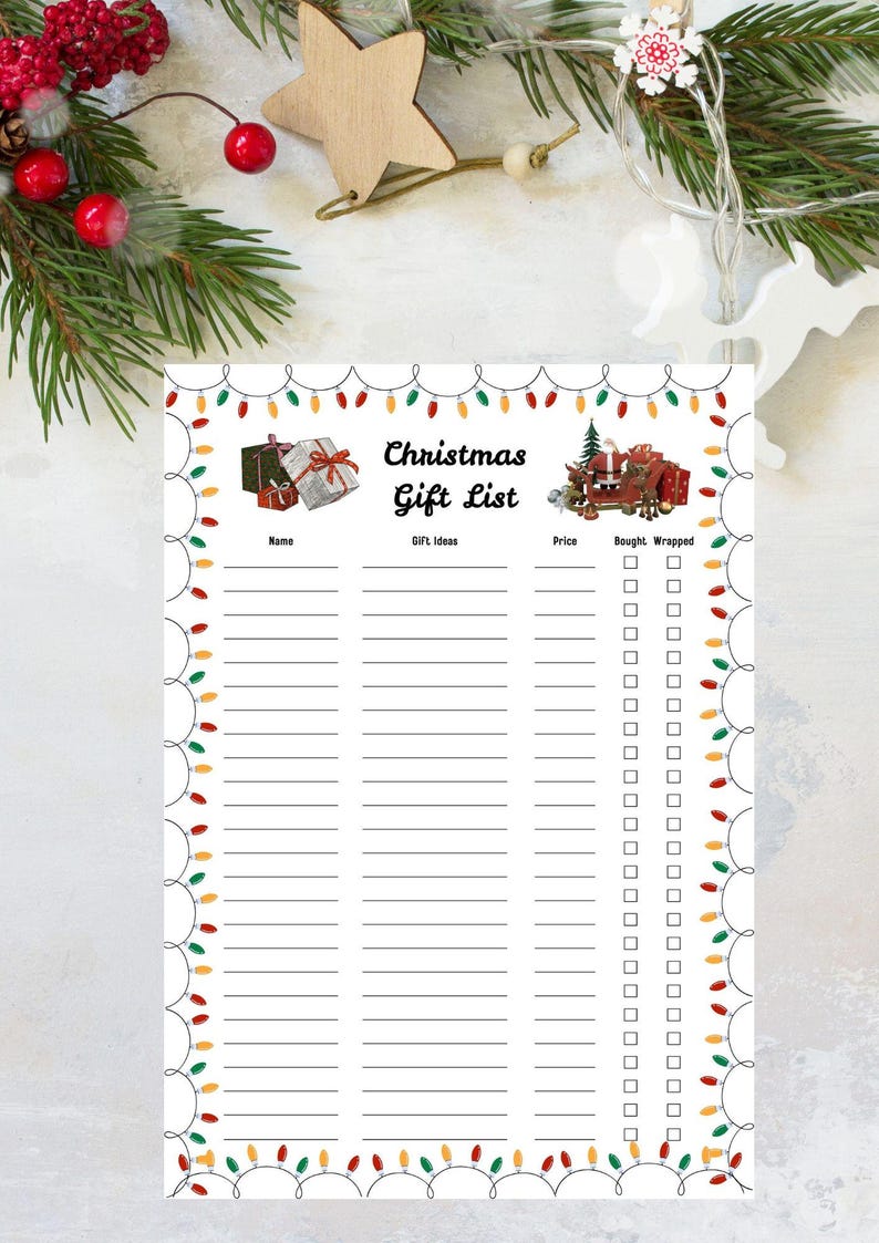 Christmas Gift List Tracker | Printable & Editable Canva Template - Etsy