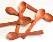 Small Red Wood Spoons 6 pcs, 4" Wooden Demitasse, Honey, DIY Favors, Salt