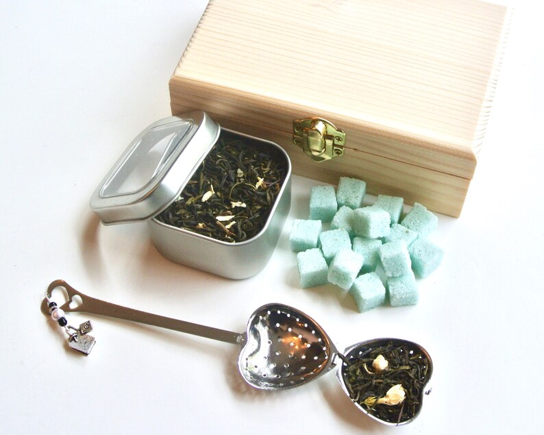 Tea & Sugar Cube Gift Set in Wood Box Flavored Sugar Cubes Etsy