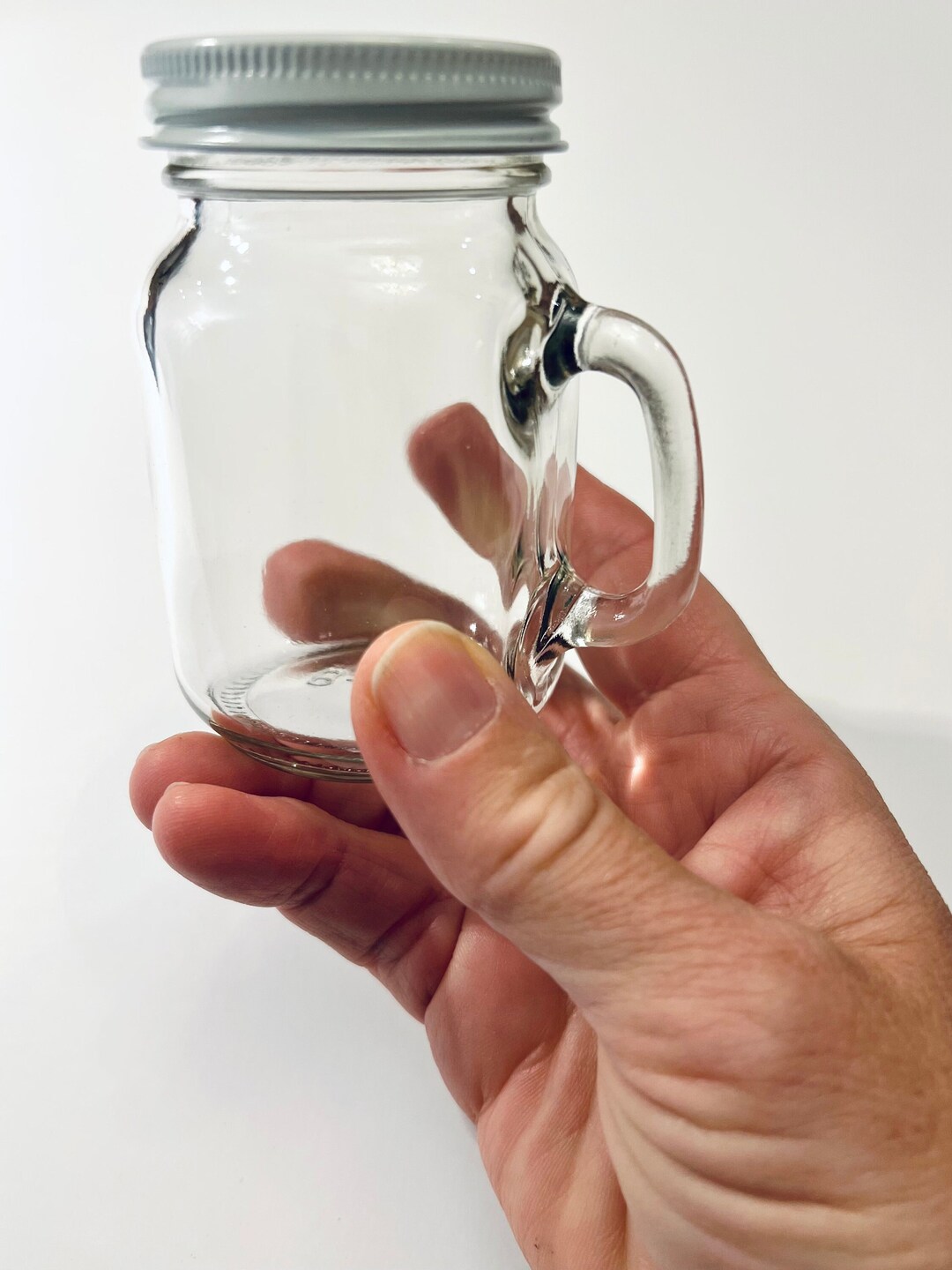 DIY 4 oz. Mini Mason Mug Shot Glass with Lid (Set of 12)  Mini mason jars, Mason  jar mug, Mason jars with handles