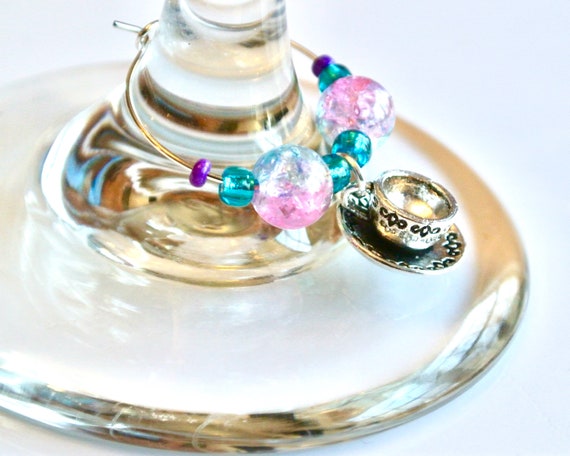 6 X MAKE YOUR OWN WINE GLASS//TEACUP MUG CHARMS ALICE IN WONDERLAND THEME