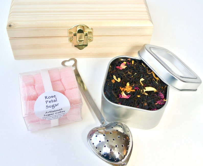 Tea & Sugar Cube Gift Set in Wood Box Flavored Sugar Cubes Etsy