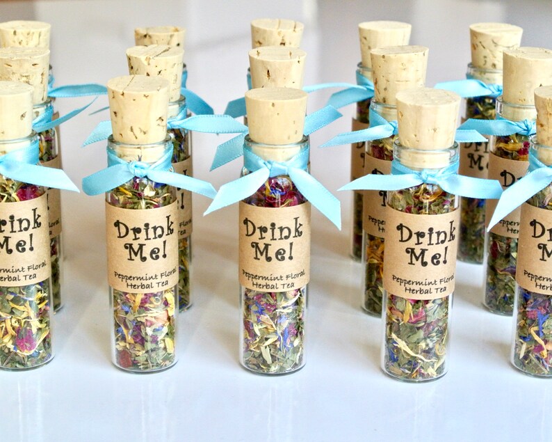 Tea Favor 10 Mini Glass Bottle Wedding Shower Favors Edible Etsy