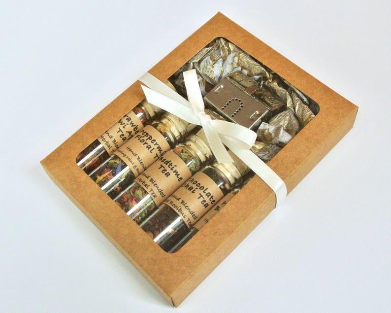 Herbal Tea Sampler Gift Set 5 Mini Bottles Loose Leaf Tea