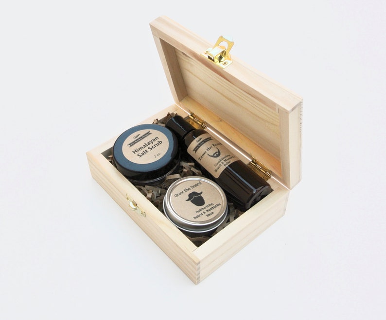 Men's Grooming Gift Set in Wood Box with Beard & Mustache Etsy